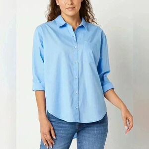 A.N.A oversized LS button up top - size XS blue